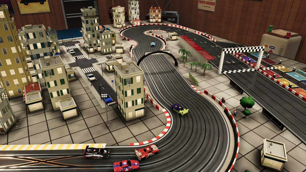 Cars race through the city streets of Porto Lucenzo